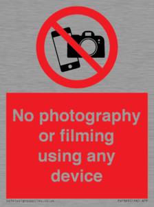 No photography or filming using any device